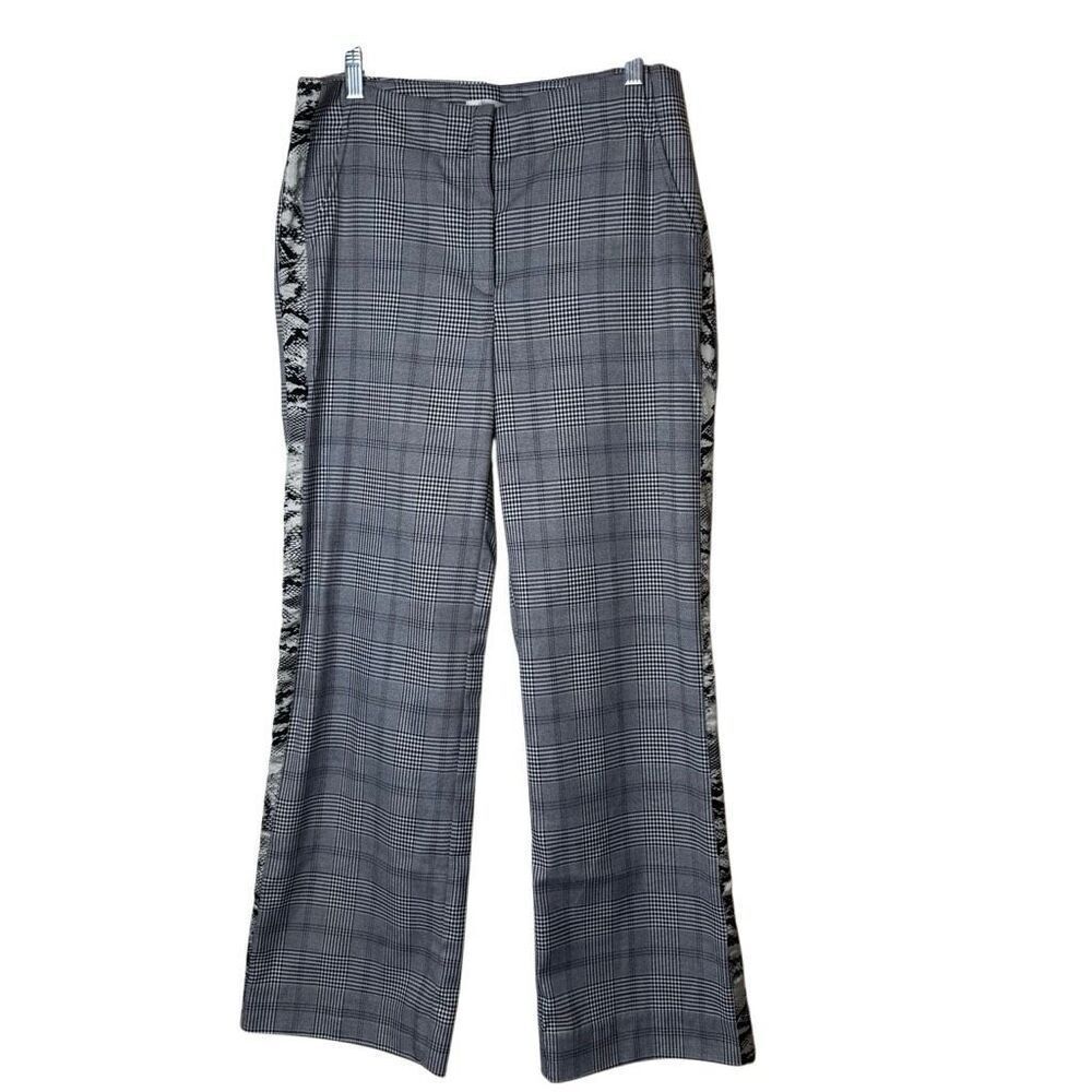 Fever Black & White Houndstooth W/Snakeskin Side Panel Trousers Sz 8 Blokecore